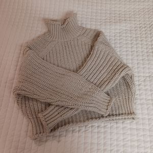 H&M beige chunky knit turtleneck sweater size S